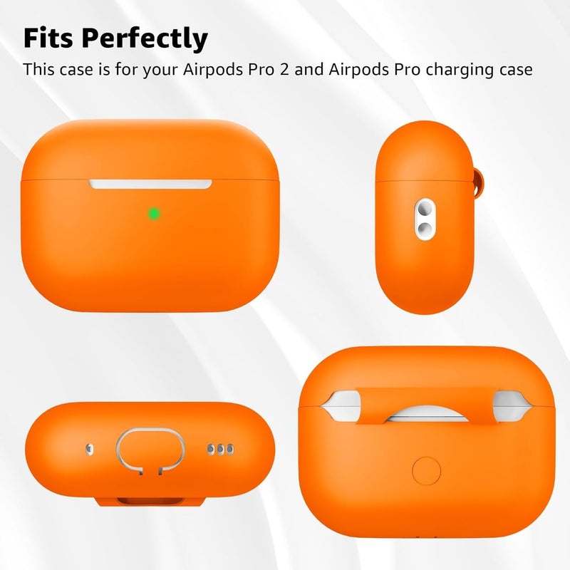 Tandoler Compatible with Airpods Pro 2 Case, Soft Silicone Skin Cover Protective Cases with Cleaner kit and Lanyard Compatible for AirPod Pro 2nd Generation, Front LED Visible-Orange - Image 5